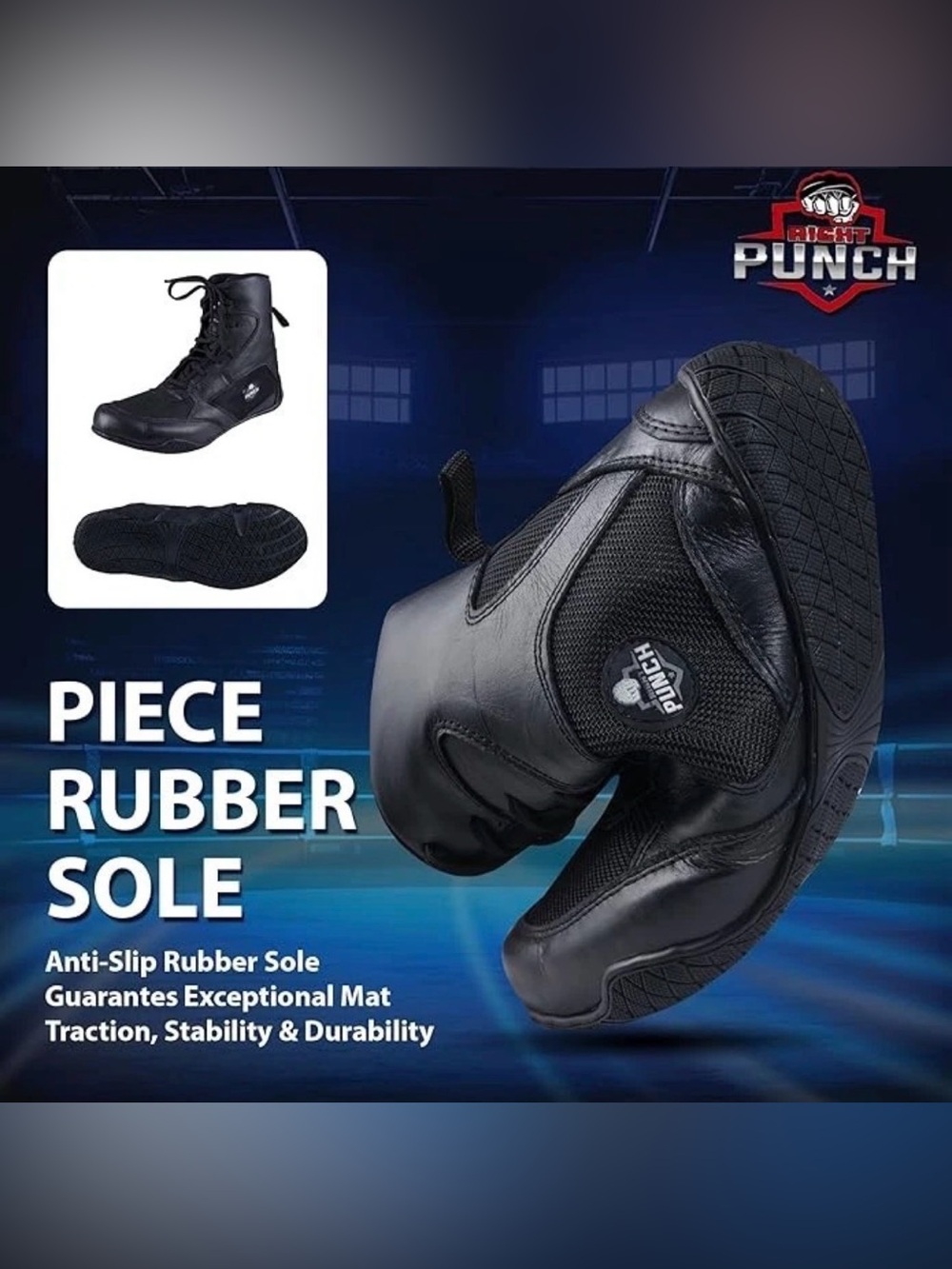 New Rightpunch Leather Boxing Shoes Mid-Top Wrestling Boots Men size 14 black - Picture 3 of 12